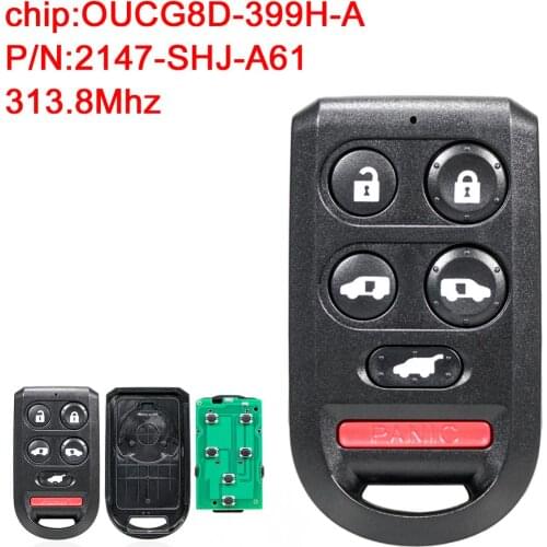 5 + 1 Buttons 313.8MHz Durable Keyless Remote Car Key Fob OUCG8D-399H-A P/N : 2147-SHJ-A61 Fit for 2005 - 2010 Honda Odyssey