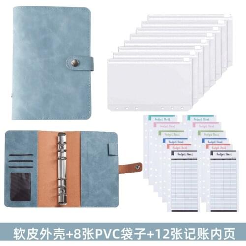 A6 PU Leather Binder Budget Envelope Planner Organizer System with Clear Zipper Pockets,Expense Budget Sheets and Letter Sticker