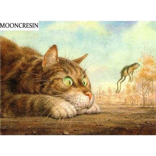 5D Diamond Painting Cat and Frog Full Drill Square Needlework Cross Stitch Diy Diamond Embroidery Mosaic Crafts Decoration Home