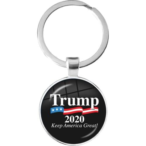 Keep America Great Glass Cabochon Keychain USA Flag Trump 2020 American Election Keyring Keyholder Jewrlry For Support