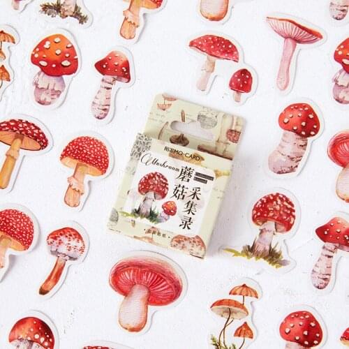 45 Pcs/box Various Mushroom Creative Plant Paper Sticker Diary Scrapbooking Album Decoration Kawaii Stationery