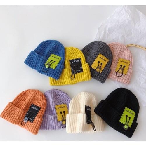 Baby Beanies Knitted Hats Kids Boys Girls Letter Pattern Caps Soft Thicking Warm Autumn Winter Children Hat 8 Colors