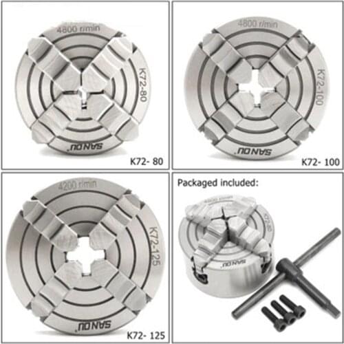 Reversible Independent 4Jaw Lathe Chuck 80mm 100mm 125mm 160mm CNC Metalworking Tool Accessory 3'' 4'' 5'' 6
