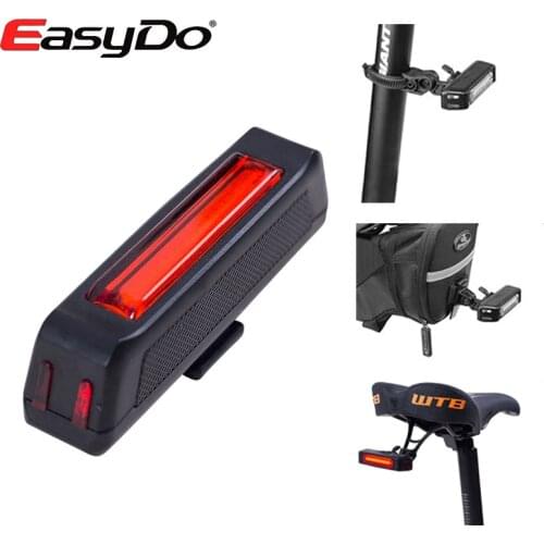 Easydo Waterproof Bicycle Rear Light USB Rechargeable MTB Road Bike Saddle/Seatpost/Rear bags Night Safety Warning Taillight