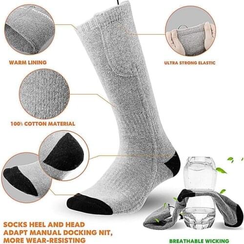 Electric Heated Socks Adjustable Without Power Bank Warmer Socks USB Rechargeable Battery Sock for Skiing Sport