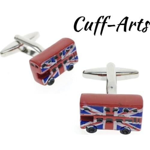French shirt cufflink for mens Tie Clips Double-Decker Bus Cuffs link Button male Gold High Quality Luxury Wedding C20035
