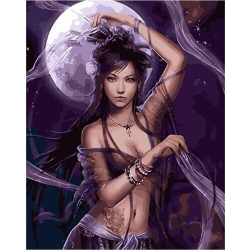 Painting By Numbers DIY Dropshipping 40x50 50x65cm Beauty under the moonlight Figure Canvas Wedding Decoration Art picture Gift