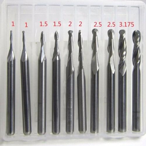 3.175mm Shank Carbide Ball Nose End Mill CNC Engraving Router Bit Set Spiral Milling Cutter Taper Wood Metal Milling Cutter