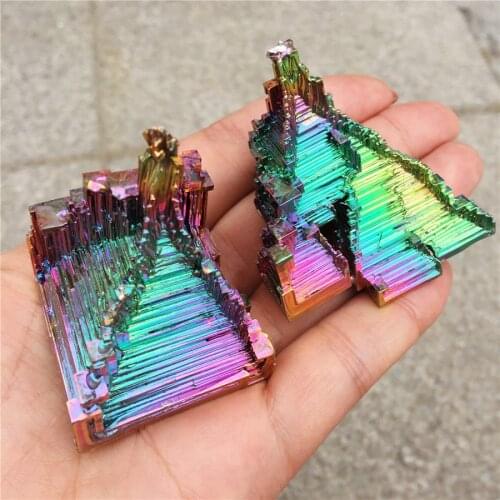 Beautiful Mineral Specimen Bismuth Crystal Iridescent Minerals Rocks 1pcs