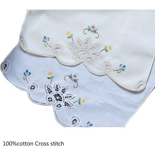 TOP Handmade Lace Cross stitch cotton table place mat pad Cloth napkin placemat cup mug wedding coaster Christmas doily kitchen