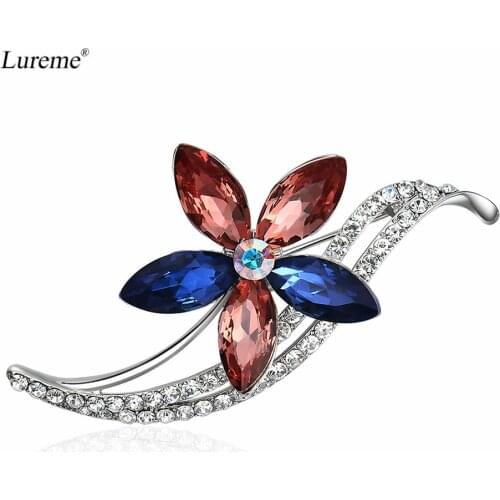 Lureme Elegant Colorful Shiny Flower Brooch Pin Jewelry Gift Scarf Buckle (br000091)