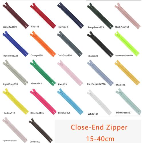 10/20pcs 15/20/30/40cm Close-End Zipper 5# Resin Zips for Jacket Coat Pocket Zippers DIY Garment Sewing Zip Bags Repair Kits