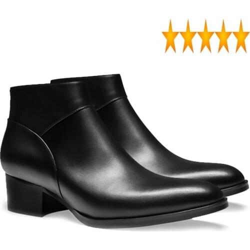 New Designer Genuine Leather 2021 Cowboy Mens High Quality Fashion Working Ankle Dress Boots Round Toe Man Shoes