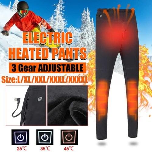 USB Heated Pants Winter Outdoor Hiking Pants Heating Trousers Sprot Thermal High Waist Legging Warm Pants Men&women