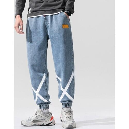 2020 new 5XL 4XL Mens Slim Fit Straight Ripped Distressed Pleated Knee Patch Denim Pants Stretch Jeans fashion