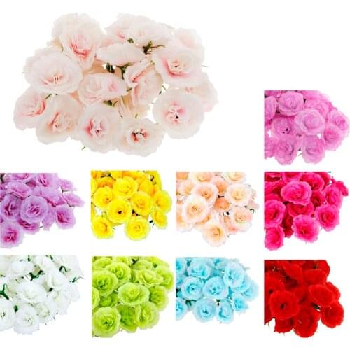New Hot Sale 50Pcs Artificial Silk Fake Rose Flower Heads Bulk DIY Wedding Party Decorations Decorative Flowers Home Decorative