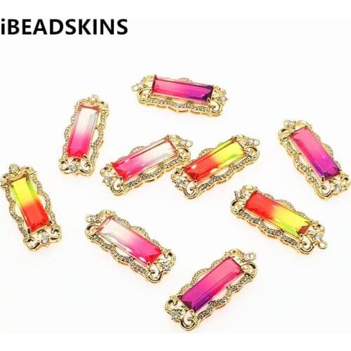 New arrival! 34x14mm 20pcs Rectangle Crystal CZ Charm for Hand Made Necklace/Earrings DIY parts,Jewelry Findings & Components