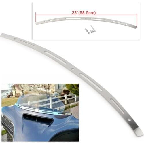 Chrome Steel Motorcycle Slotted Batwing Fairing Windshield Strip For Harley Davidson Touring FLHT Electra Street Glide 2014-2019
