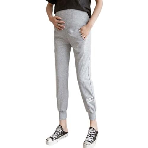 Maternity Casual blended cotton Pants For Pregnant Women Clothes Jogger Sweatpants With Pockets Pregnancy Letter Trousers