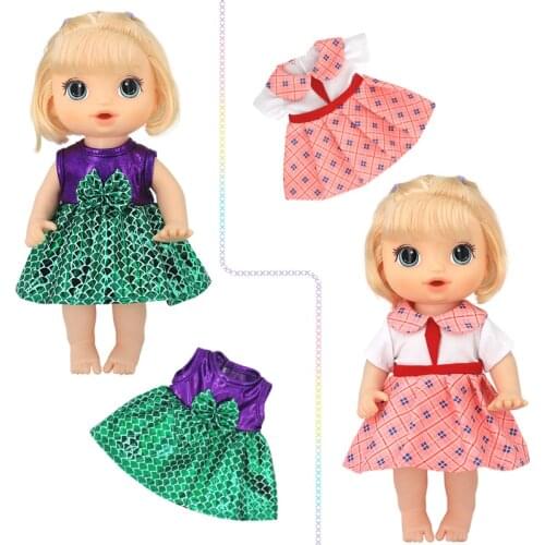 30cm Rubber Doll Dress Summer Green Sequins Dress 12 Inch Baby Toys Clothes Children Girls Gifts