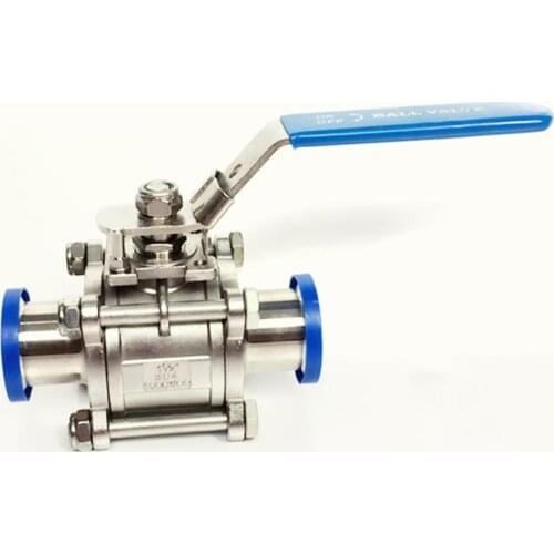 Fit 63mm Pipe OD x 2.5" Tri Clamp Sanitary 3-Piece Ball Shut Off Valve SUS 304 Stainless Beer Brewing Home