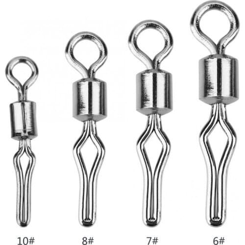 100pcs Fishing Barrel Bearing Rolling Swivel Solid Ring Connector Swivel with Side Line Clip Fishing Tackle Fishhooks Connector