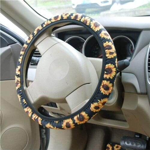 Sunflower Car Steering Wheel Cover Diving Material Car Anti-Skid Steering Wheel Cover