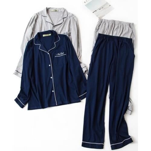 Pure cotton Simple sleepwear men pajamas sets 100% cotton winter long-sleeve Pyjamas autumn male pyjamas sleepwear