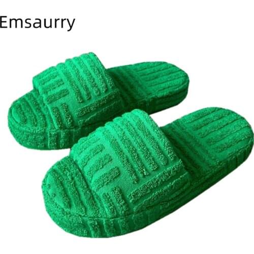 Luxury Wool Fur Slip-on Womens Slippers Thick Flat Heel Open Toe Concise Spring Autumn Outwear Mules For Girls