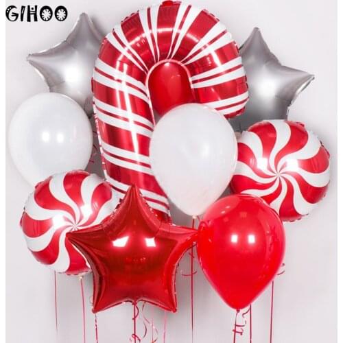 Christmas Cane Foil Balloon 83cm White And Red Candy Kit 18Inch Helium Balloon For Merry Christmas Party Decoration Globs
