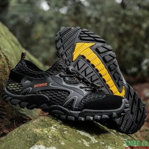 Mesh Men Tactical Hiking Shoes Outdoor Non-slip Durable Trekking Climbing Shoes Male Upstream Wading Water Sneakers