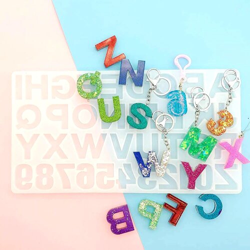26 English Letters Numbers DIY Jewelry Epoxy Resin Mold Silicone Alphabet Digital Household Cupcake Sugar Cake Craft Mould Tools