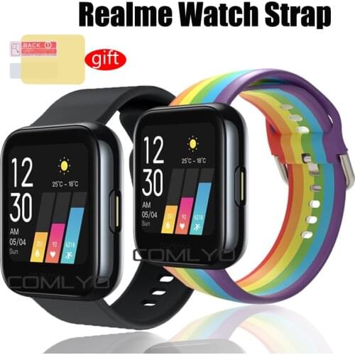 For Realme watch Strap band silicone smart Watch band wristband with Realme watch screen protector HD film