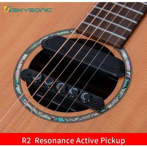 SKYSONIC R2 Acoustic Guitar Resonance Pickup Acoustic Guitar Pickup with Magnetic Volume/ Mic Volume/ Delay/ Reverb/ Chorus Cont