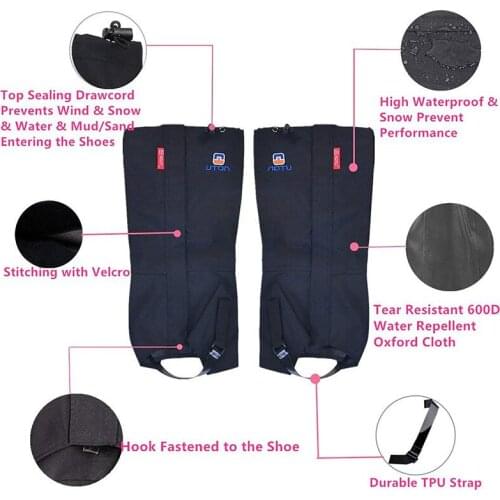 Comfortable Boot Shoe Legging Gaiters Waterproof Wrap Guard 600D Long Outdoor