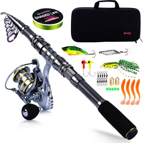 Sougayilang Fishing Rod Combos Telescopic Fishing Rod and Spinning Ree Lwith Free Spool Fishing Carrier Bag for Travel Fishing