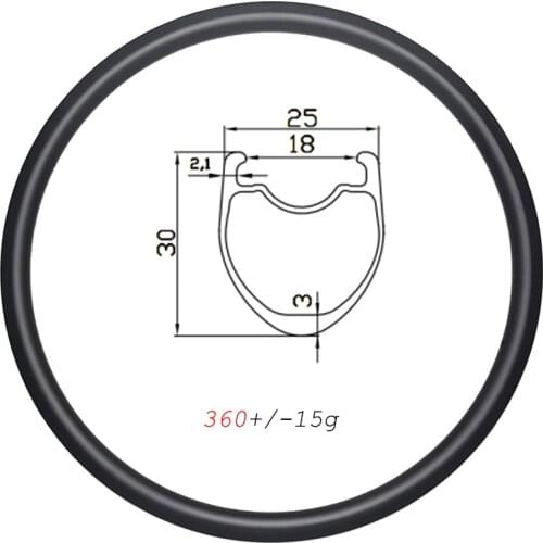 Ultralight 360g 30mm V brake road carbon rims 700C clincher tubeless 25mm wide U shap gravel wheel 16-32H UD 3K 12K matte glossy