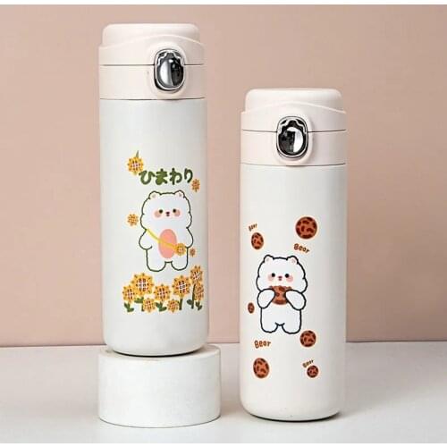 Cute Cat Stainless Steel Vacuum Bottle Coffee Tea Milk Mug Travel Gift Cartoon Water Bottle for Girls Isolated Thermal Cup