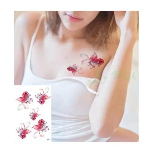 Waterproof Temporary Tattoo 3D rose fox gold fish goldfish feather cat flower girl tatto stickers flash tatoo fake tattoos