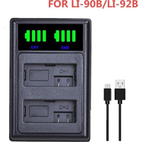 LI-90B LI90B LI-92B Battery LCD Dual USB Charger for Olympus Tough TG-6 TG-5 TG-Tracker SH-1 SH-2 SP-100 IHS Tough TG-1 TG-2