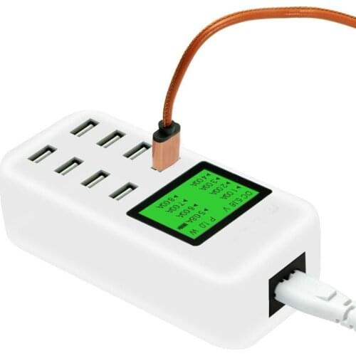 Desxz LED 5V-12V 1.5A-8A Portable 8 Ports USB Wall Travel Charger USB fast Charger Hub Multi Port Rapid Adapter Universal