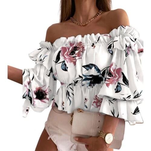 Off Shoulder Multi-layer Top Colorful Pleated Ladies Flare Sleeve Shirt for Dating Top Shirt