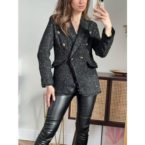 Womens suit jacket spring and autumn 2021 new British style black waist slim high-quality woolen suit