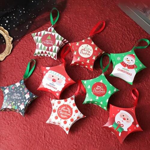 10Pcs Christmas Kids Gift Boxes Santa Claus Candy Holders Bags Xmas Decoration Gift Holders for candies, biscuits