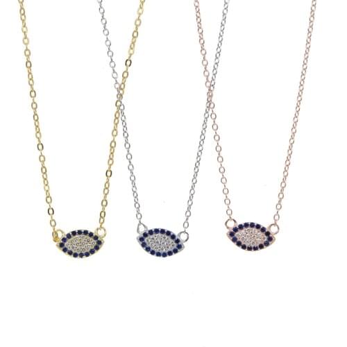 100% 925 sterling silver ROSE GOLD color hamsa eye design unique fashion women girlfriend gift nice sapphires eye charm necklace