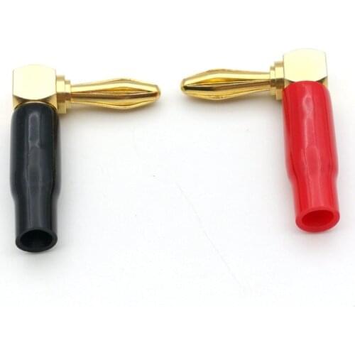 100PCS BRASS Right Angle 4mm Banana Plug Audio Speaker Cable Connector Screw