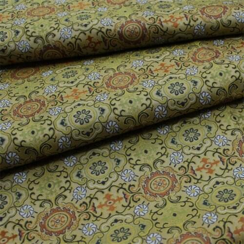 1076 Green Yellow Chinese Silk Jacquard Brocade Fabric For Chinoiserie Clothing Sofa Decoration Cloth Curtain Pillow Case Fabric