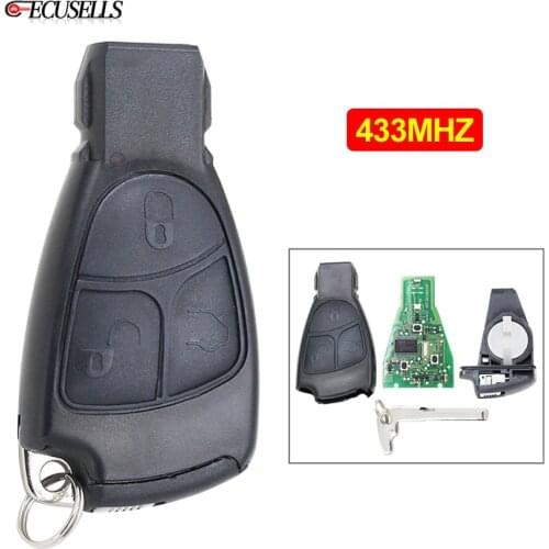 3 Button Remote Car Key 433Mhz With Uncut Blade For Mercedes-Benz 2000+ for Benz C E B S Class CLS CLK ML CL SLK