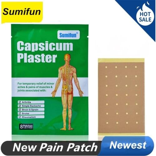 40 Pcs / 5 Bags Capsicum Plaster Pain Patch Heat Pads for Pain Relief Medical Herbal Heating Patch for Back Joint Pains Capsicum