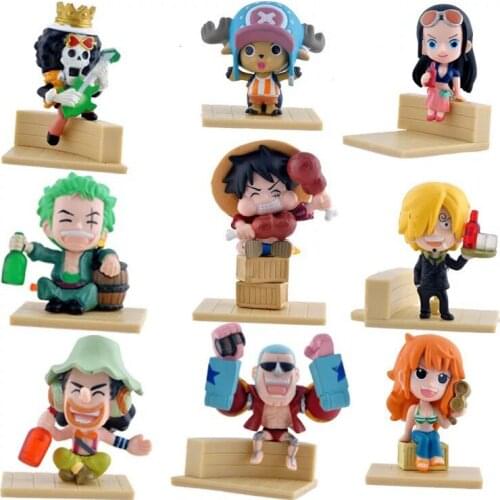 7cm 9pcs/set Anime One Piece Luffy Sanji Zoro Nami Shanks Tony Chopper Action Figure Mini Q Version Model Lovely Birthday Gift